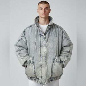 Inner View Vintage 80s acid wash denim puffer jacket unisex